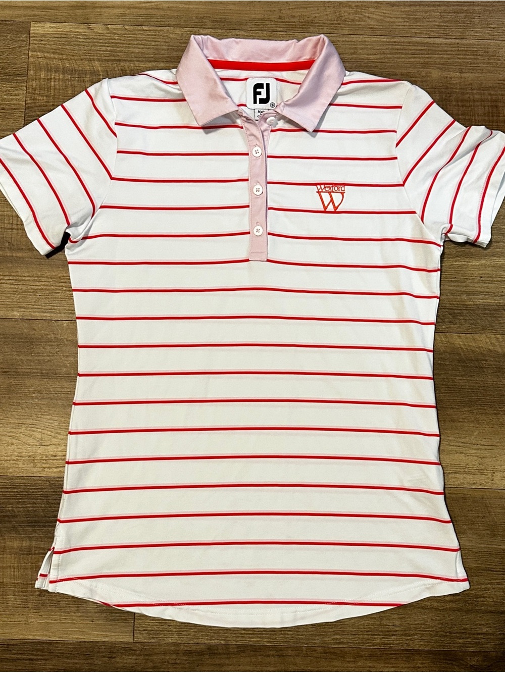 Footjoy Golf Shirt Pink and Red Stripe Short Sleeve Polo - Picture 1 of 3